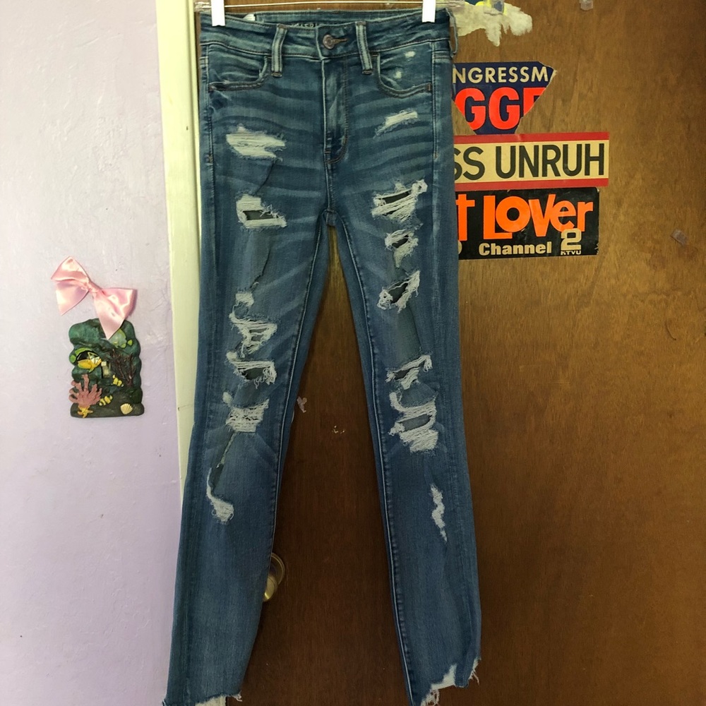 American Eagle High Waisted Distressed Jeggings